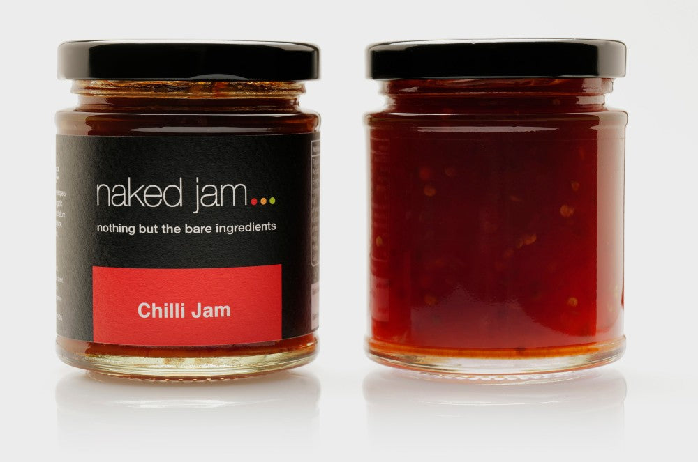 Chilli jam is a delicious, sweet-hot, sandwich filler, a relish or a dip. Made by Naked Jam.